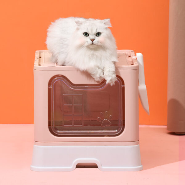 Cat Litter Box Large Litter Pan for Cats Foldable Litter Boxes Comes with Cat Litter Scoop Cat Bedpans