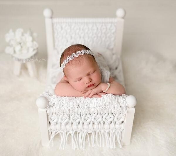 Retro Mini Bed Baby Photo Props Cotton Rope Weaving Baby Doll Toy Newborn Photography Posing Assisted Sofa Boys Girls Gifts